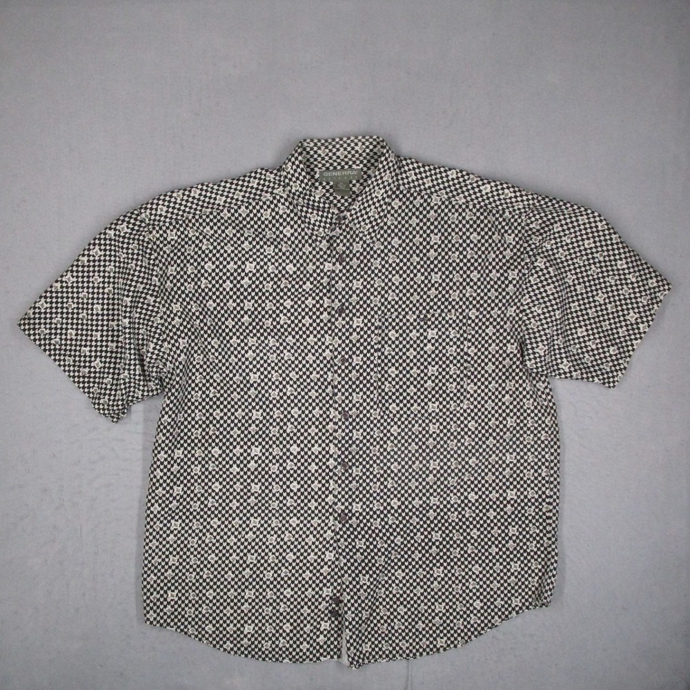 Vintage Generra Reserve Men XL 100% Silk Short Sleeve Button Down Shirt Retro